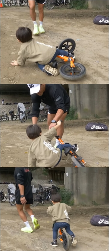 魔裟斗と息子のランバイク練習